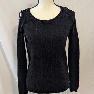 EUC - G by Guess Cold Shoulder Cutout Black Sweater - S
